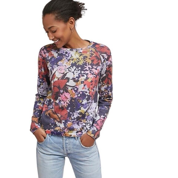 Anthropologie Maeve Kimmie Floral Pullover Sweater Womens Size Small Colorful - Picture 1 of 12